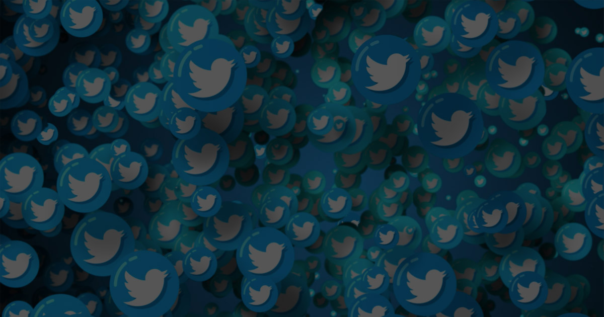 Twitter icons floating by.